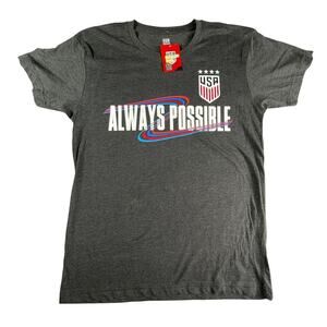 USA Soccer Shirt Mens Medium Gray Always Possible Short Sleeve T-Shirt NWT